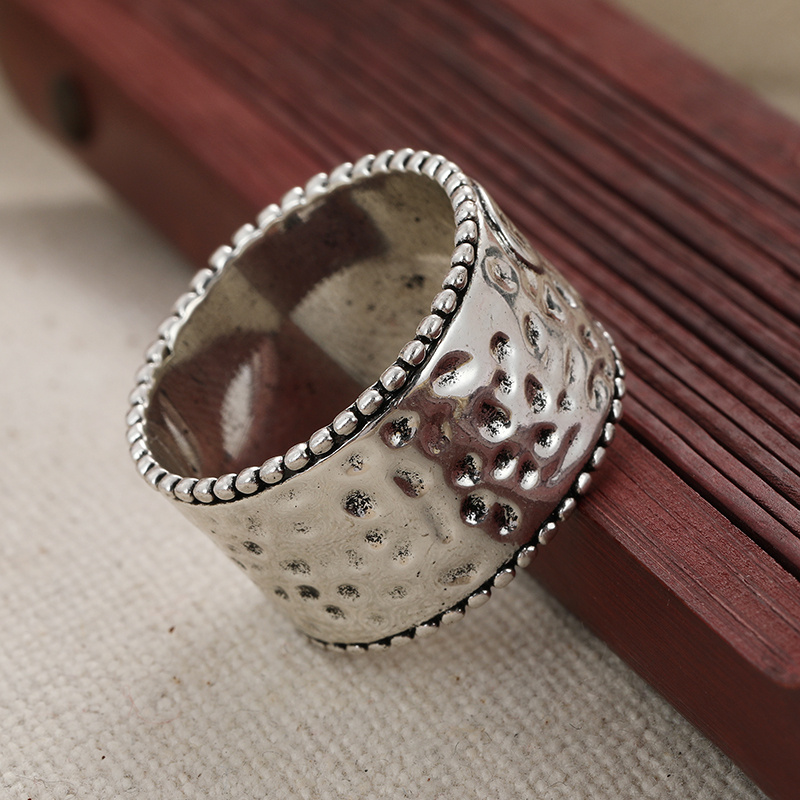 Boho Style Copper Spinner Ring with Heart Beige and K Enamel